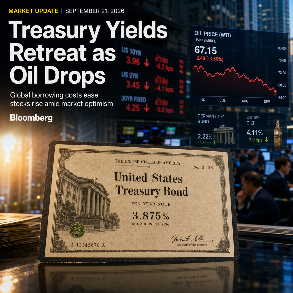 Treasury Yields Fall as Global Borrowing Costs Ease Amid Lower Oil Prices