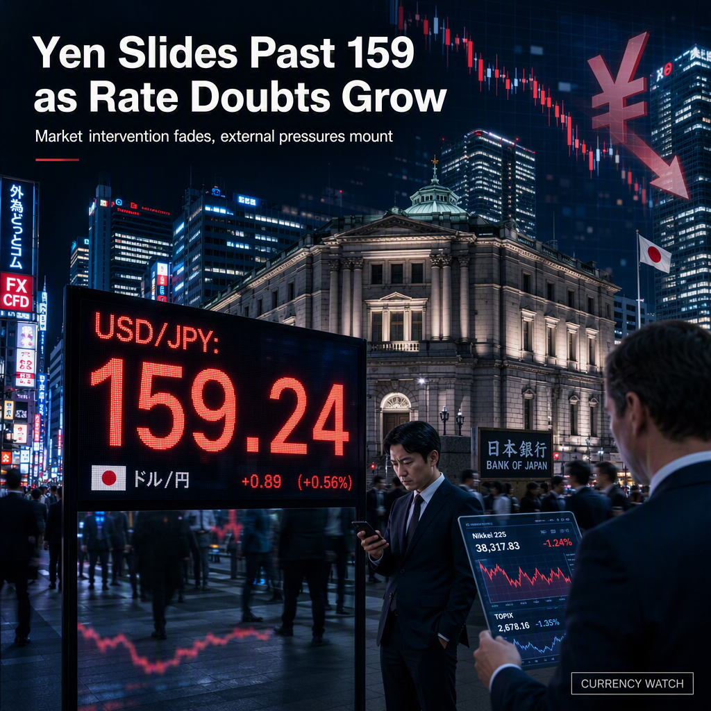 Japanese Yen Weakens Past 159 as Intervention Fades and Rate Uncertainty Persists