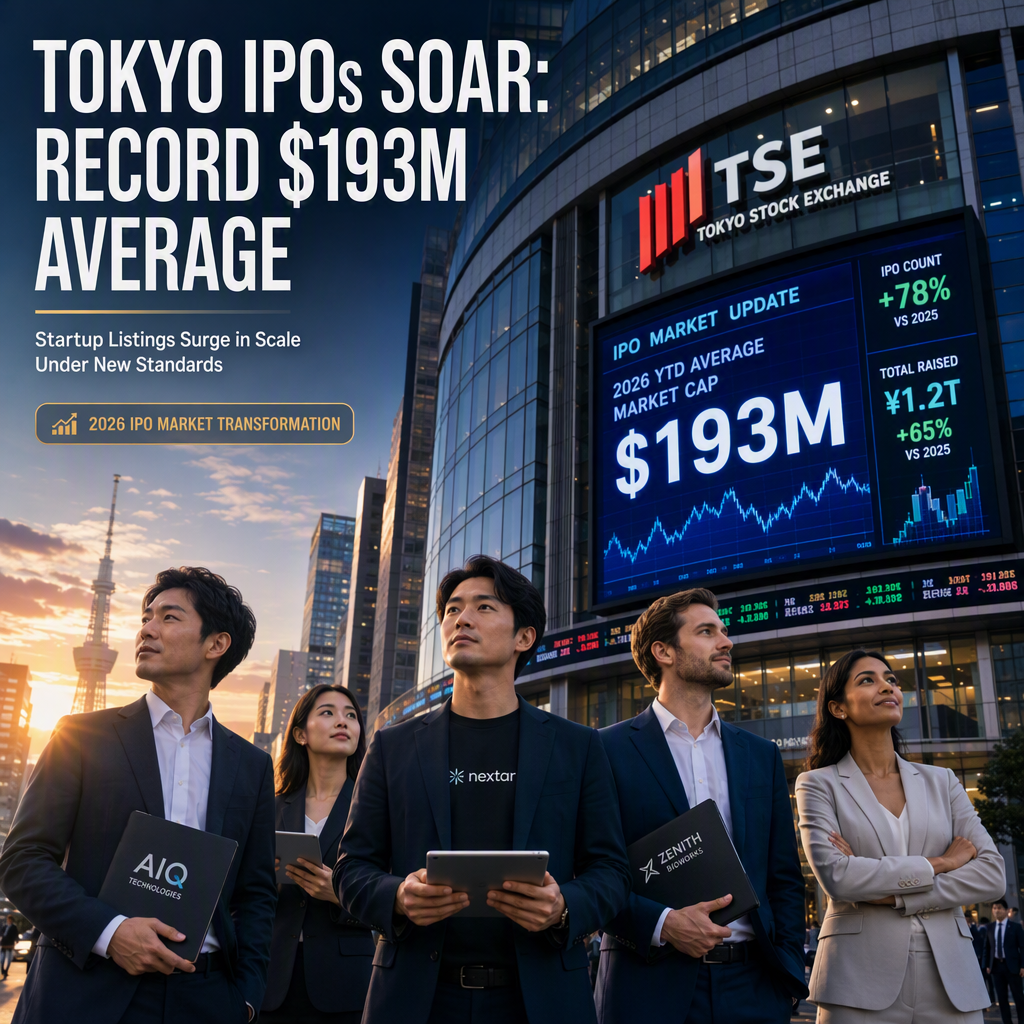 Tokyo Stock Exchange Startup IPOs Hit Record Average Market Cap Amid New Listing Standards