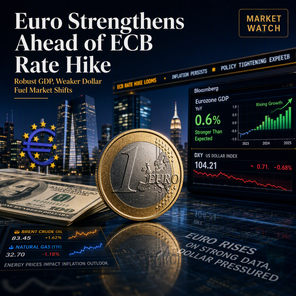 Euro Rises as ECB Rate Hike Looms Amid Strong Eurozone GDP and Weaker US Dollar