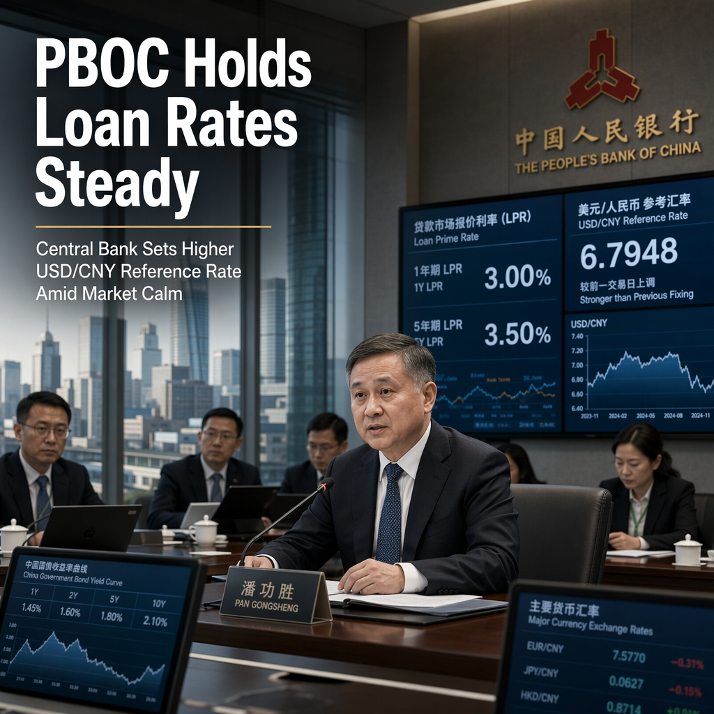 PBOC Holds Loan Prime Rates Steady and Sets Higher USD/CNY Reference Rate