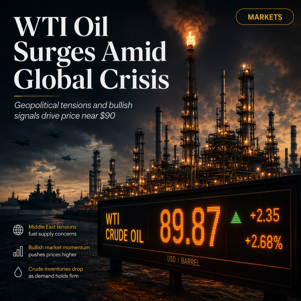 WTI Crude Oil Nears $90 Amid Geopolitical Tensions and Technical Bullishness