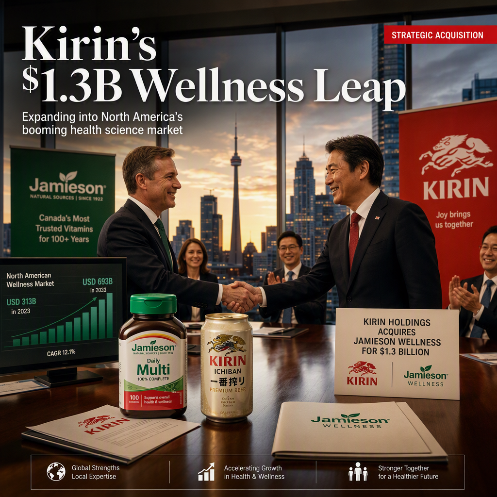 Kirin Holdings Acquires Jamieson Wellness for $1.3 Billion to Expand in North American Health Science Market