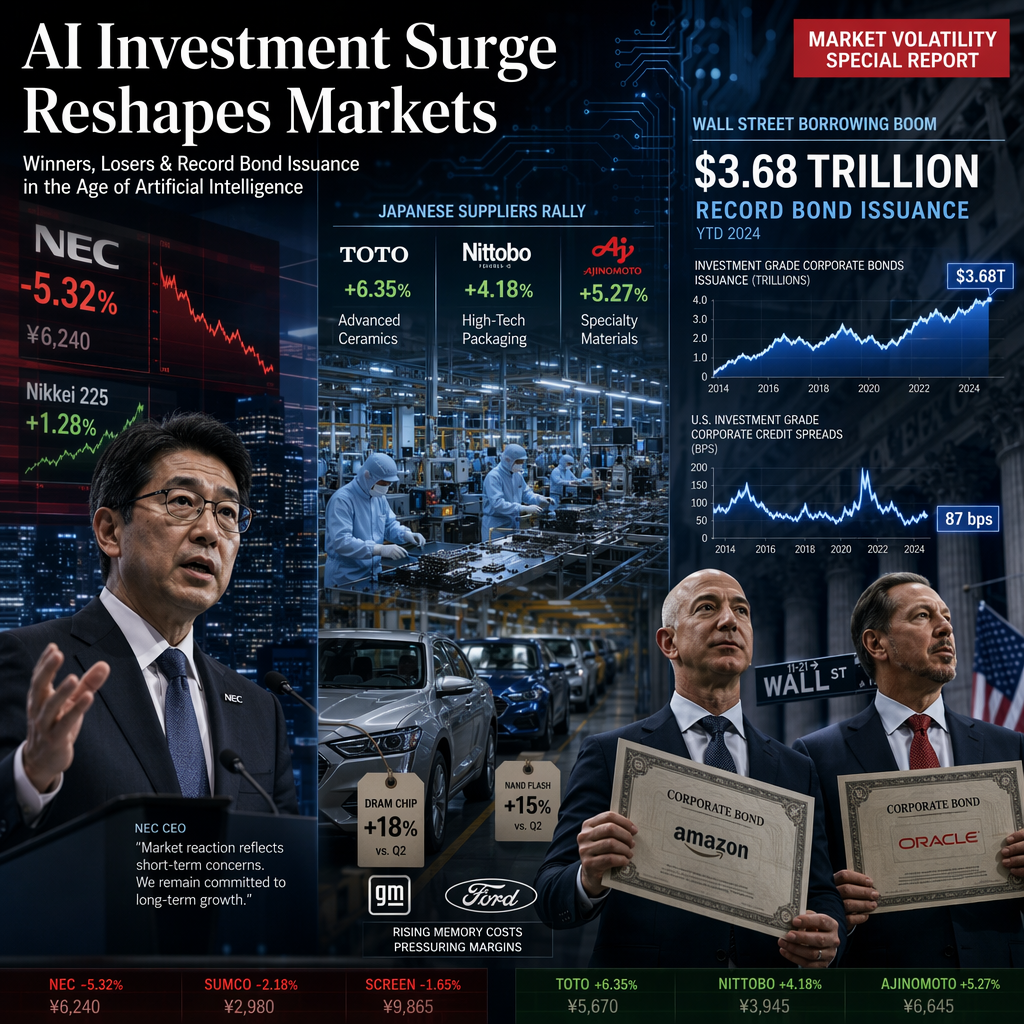 AI Investment Surge Reshapes Global Markets: NEC Shares Slide, Bond Issuance Hits Record, and Japanese Suppliers Rally