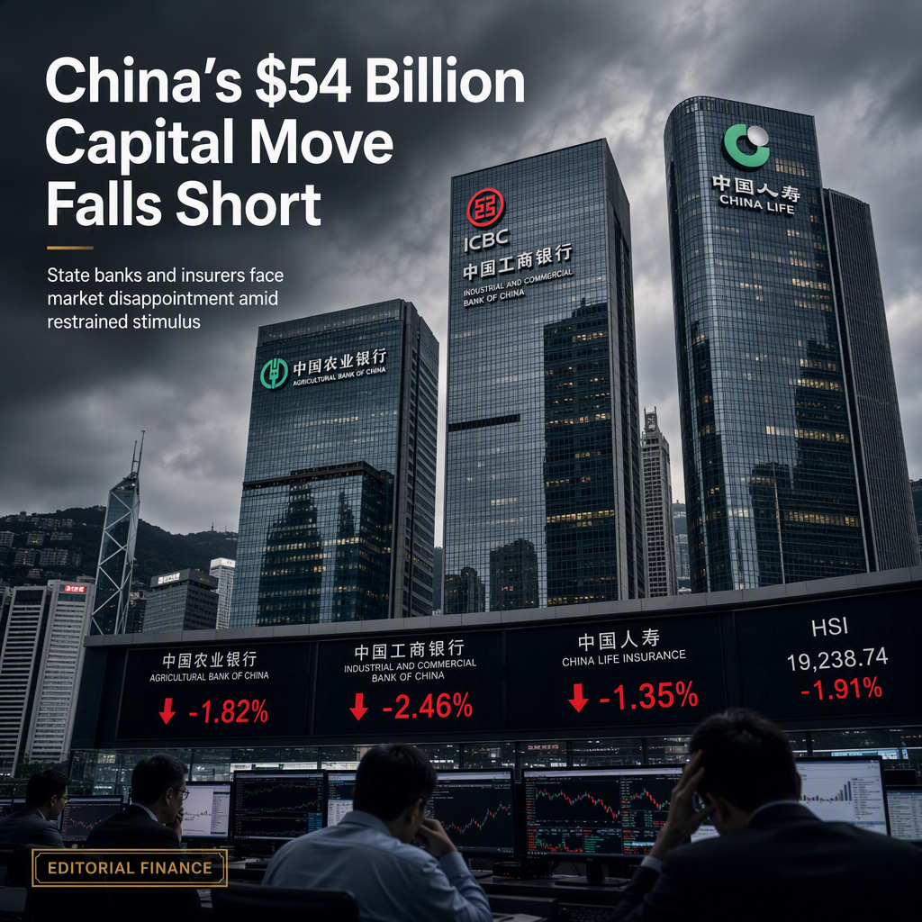 China Launches $54 Billion Capital Injection for State Banks and Insurers, Market Reacts Negatively to Smaller-Than-Expected Scale