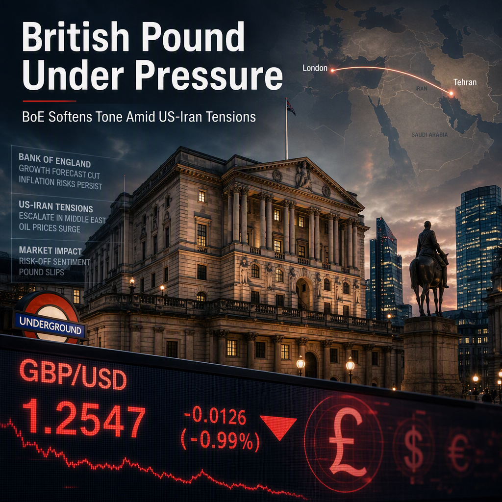 British Pound Slips as BoE Softens Hawkish Tone Amid US-Iran Tensions
