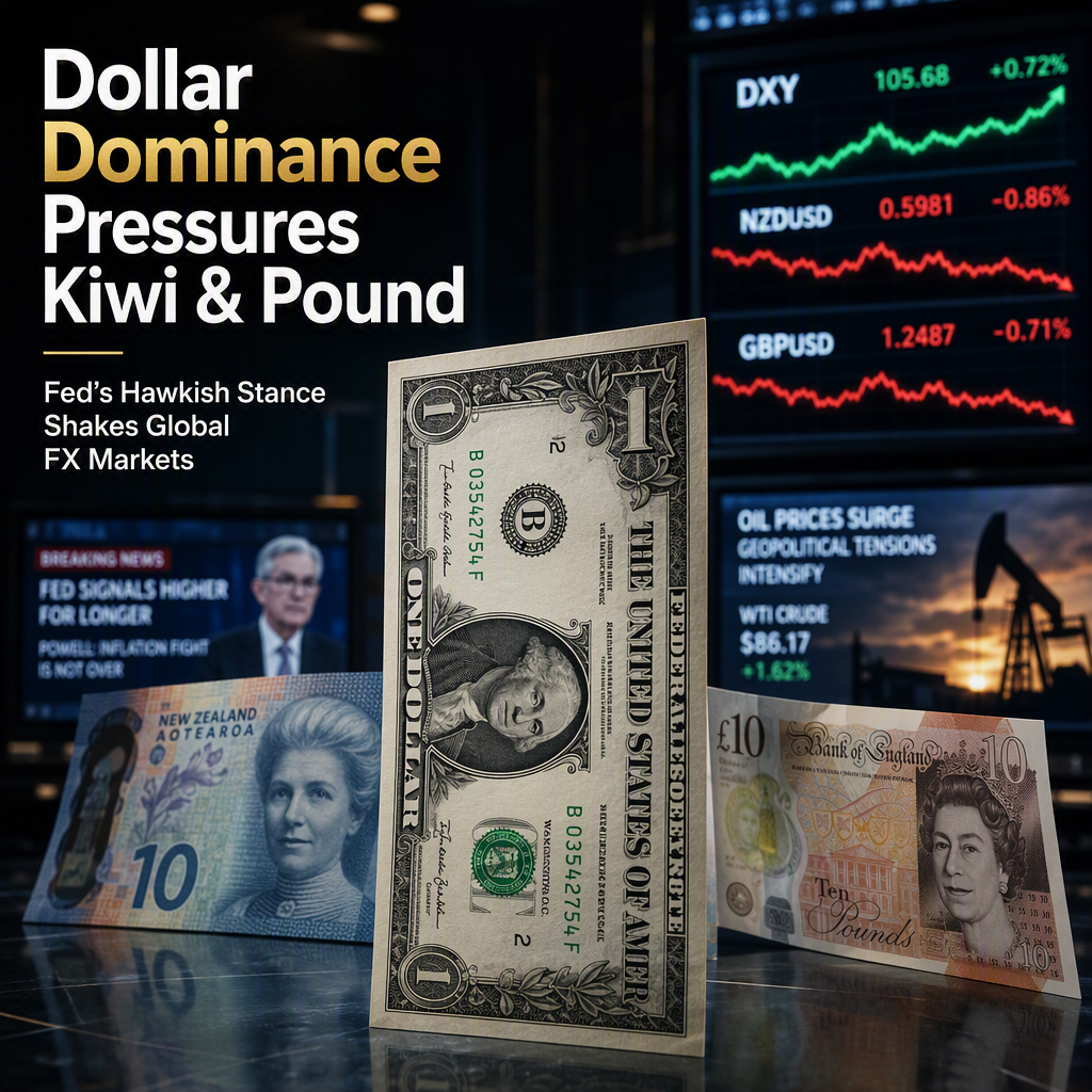US Dollar Strengthens as Fed's Hawkish Stance Pressures New Zealand and British Currencies