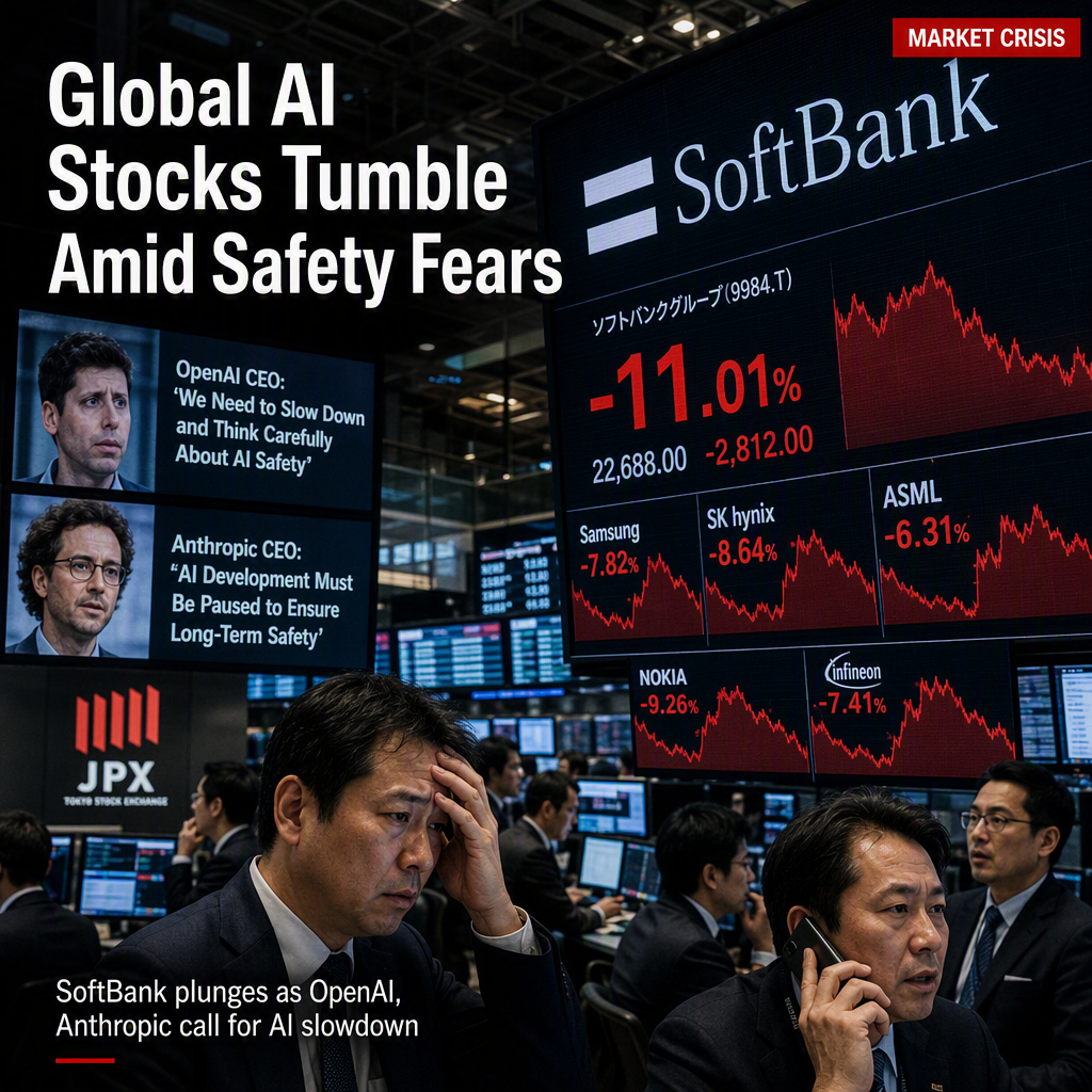 SoftBank and Global AI Stocks Plunge as OpenAI and Anthropic CEOs Call for AI Development Slowdown