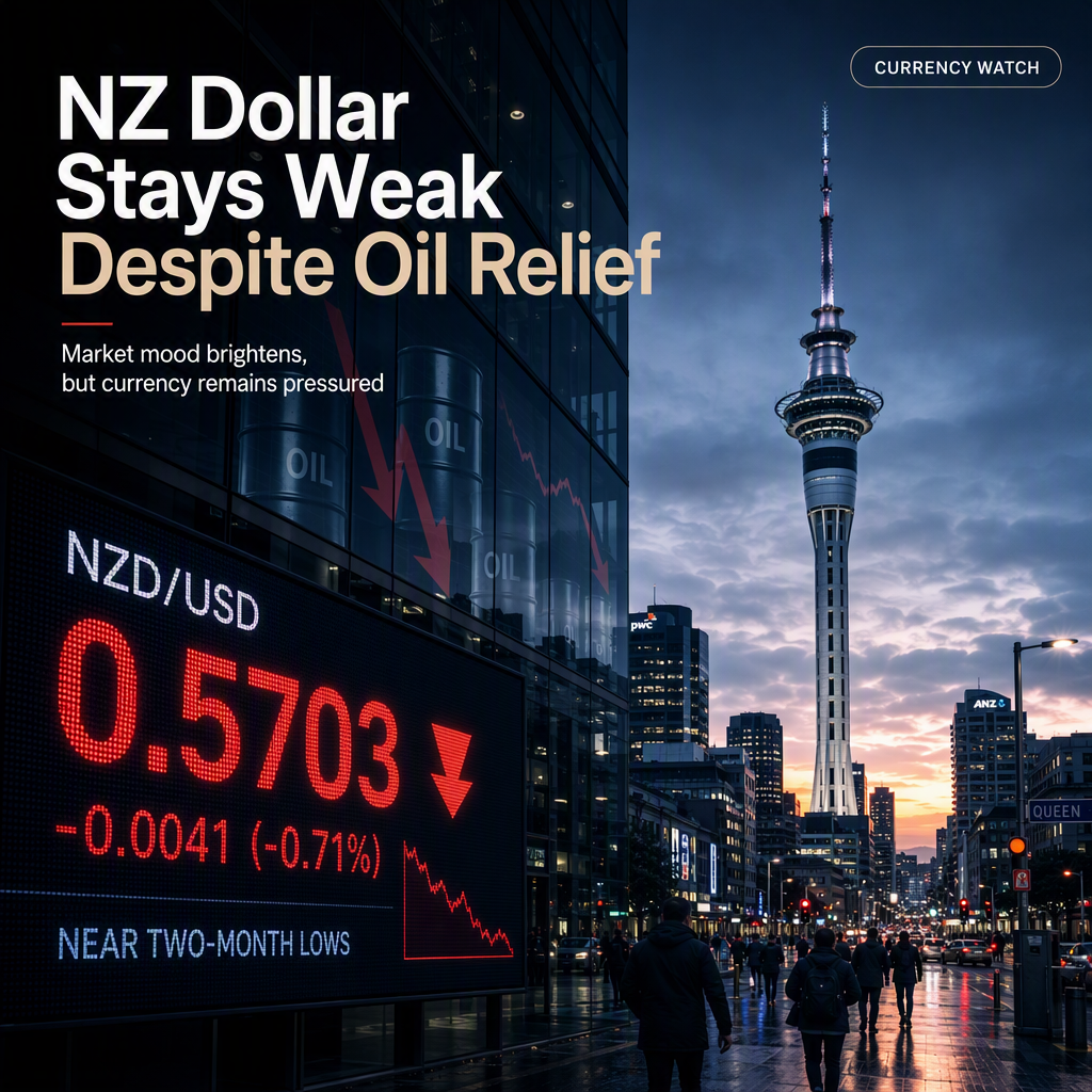 New Zealand Dollar Struggles Near Two-Month Lows Despite Easing Oil Prices and Brighter Market Mood