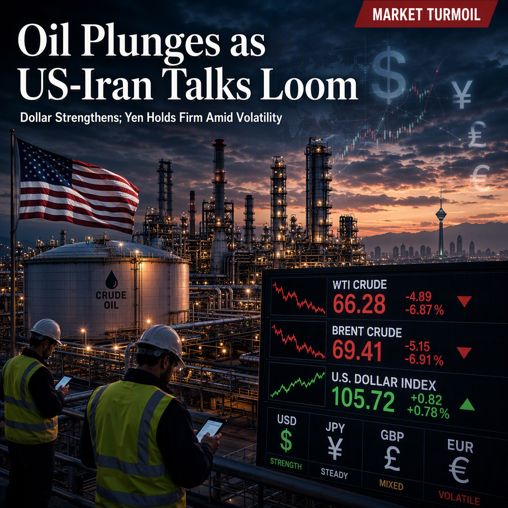 Oil Prices Plunge on Prospects of US-Iran Talks; Dollar Gains, Yen Holds Firm