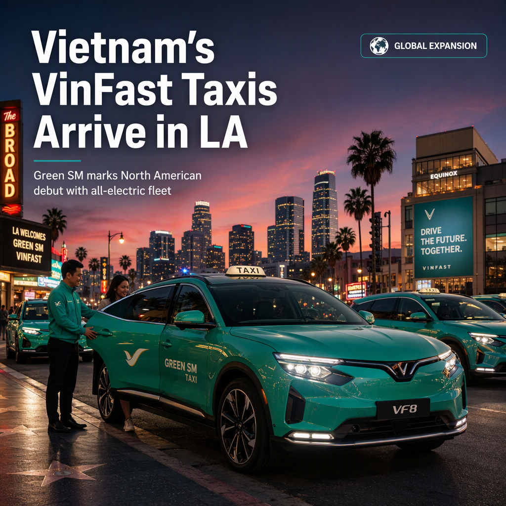 Vietnam's Green SM Launches VinFast Electric Taxi Service in Los Angeles, Marking North American Debut