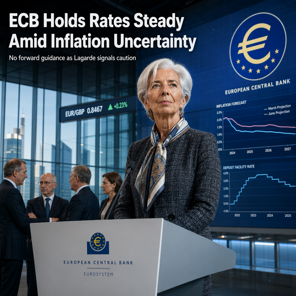 ECB Holds Rates Steady Amid Inflation Uncertainty; Lagarde Signals No Forward Guidance