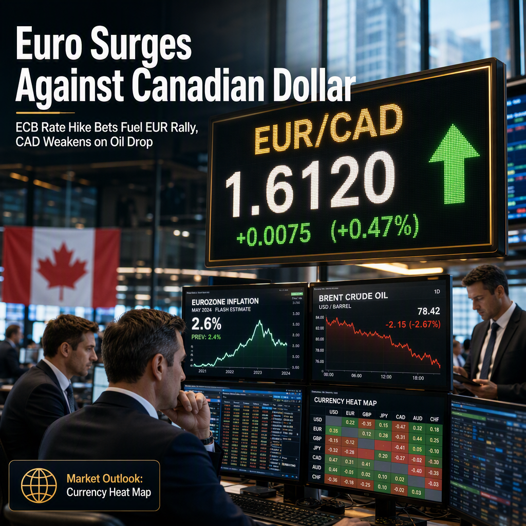 Euro Rises Against Canadian Dollar as ECB Rate Hike Bets Intensify Amid Weakening CAD