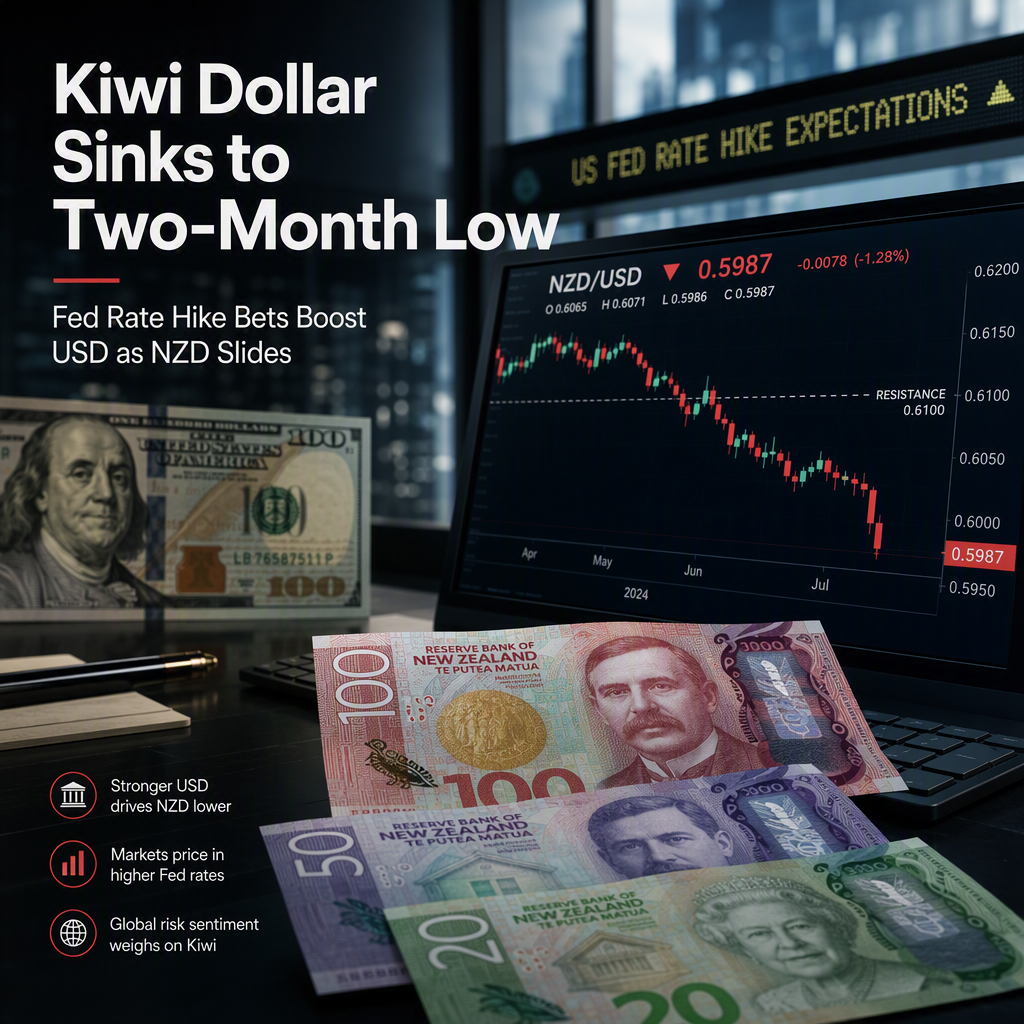 New Zealand Dollar Hits Two-Month Low Amid Stronger US Dollar and Fed Rate Hike Expectations