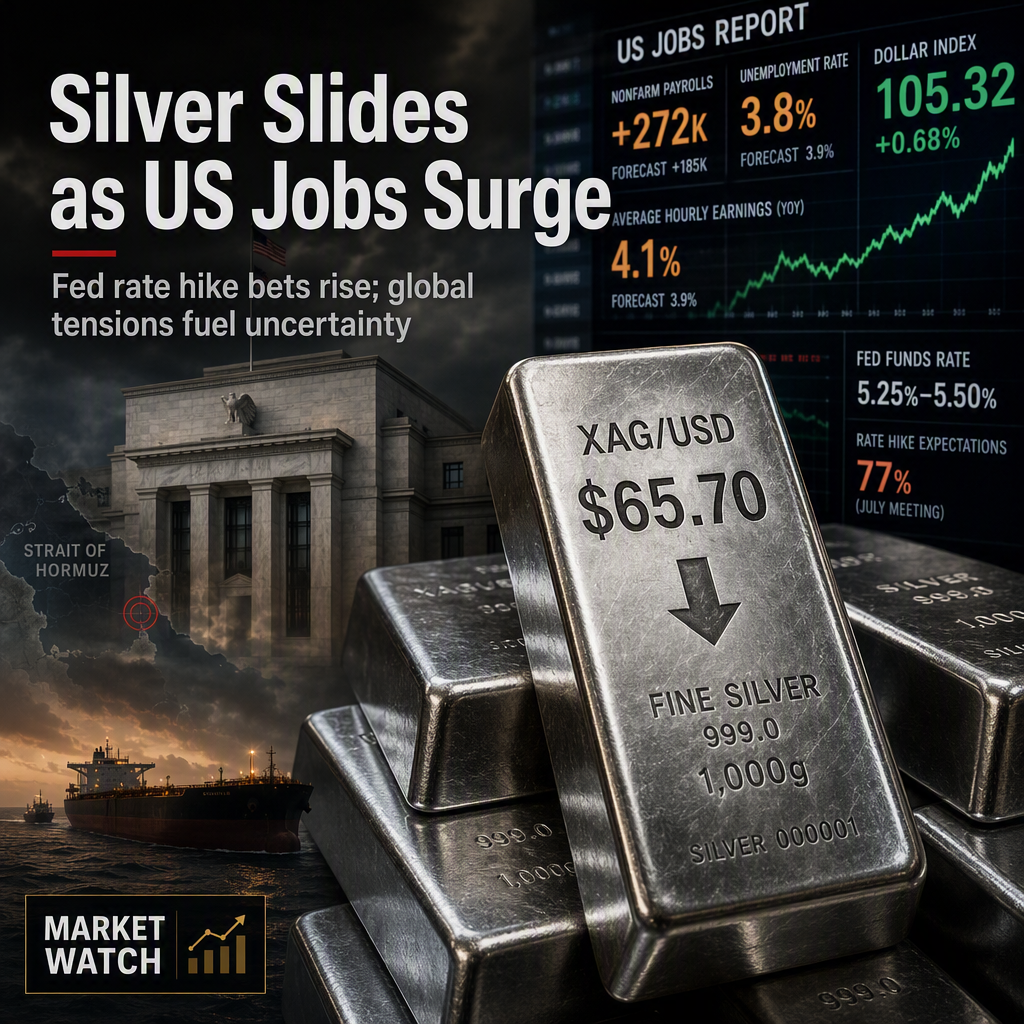 Silver Falls Below $66 as Strong US Jobs Data Fuels Fed Rate Hike Expectations