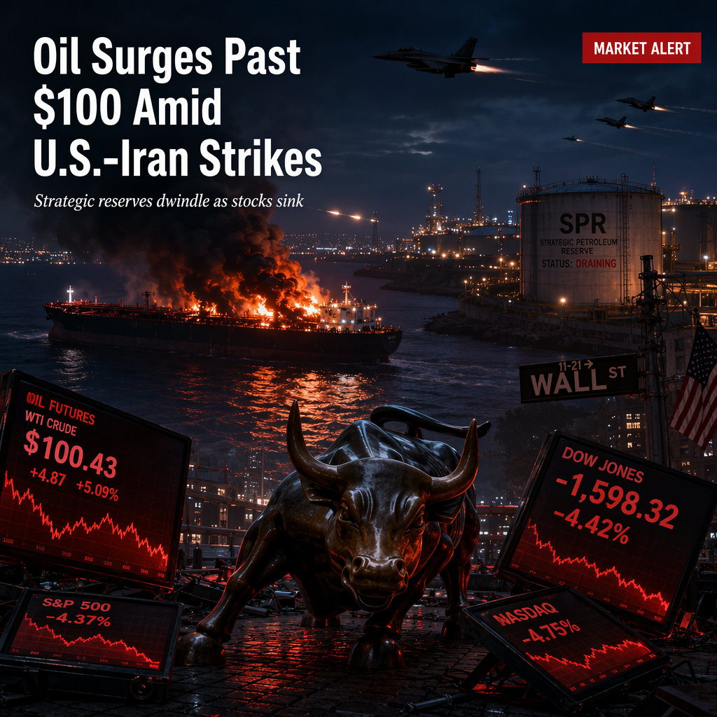 Oil Surges Past $100 as U.S. Strikes Iran, Draining Strategic Reserves and Sinking Stocks