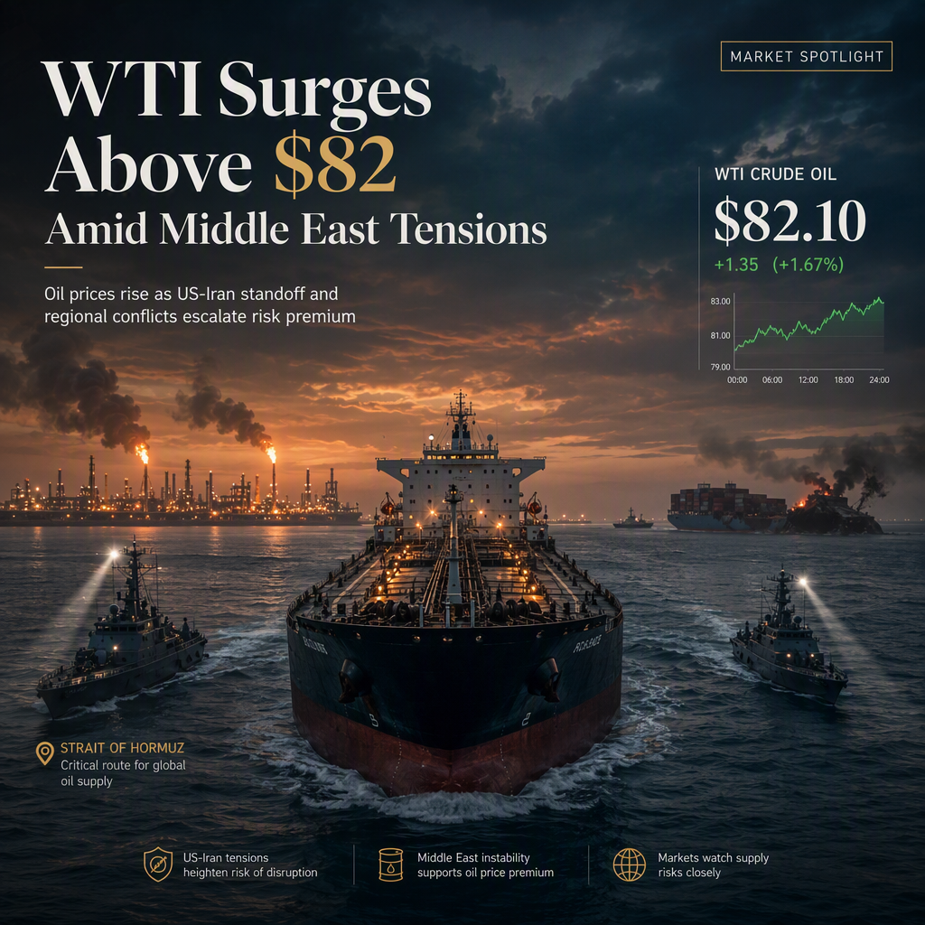WTI Rises Above $82 as US-Iran Standoff and Middle East Tensions Drive Oil Risk Premium