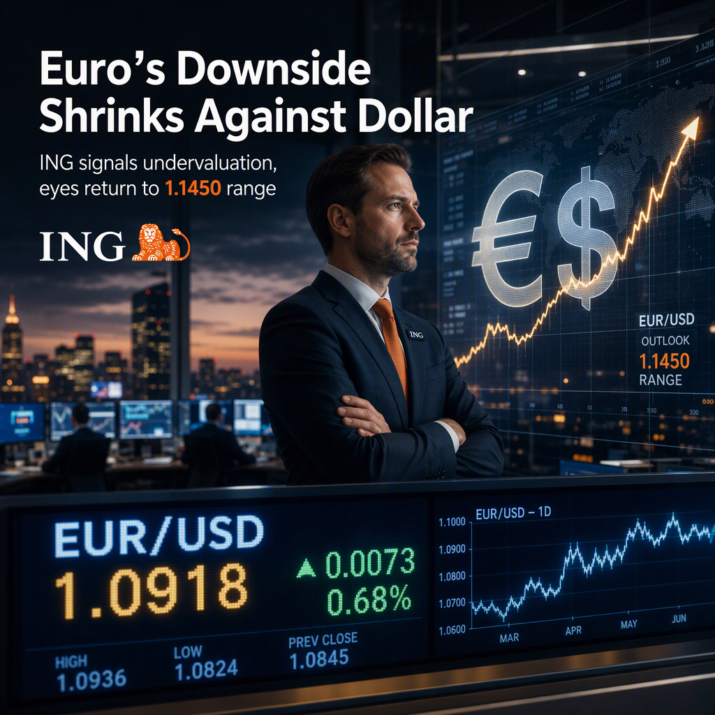 ING Sees Shrinking Downside Risks for Euro Against US Dollar Amid Stretched Undervaluation