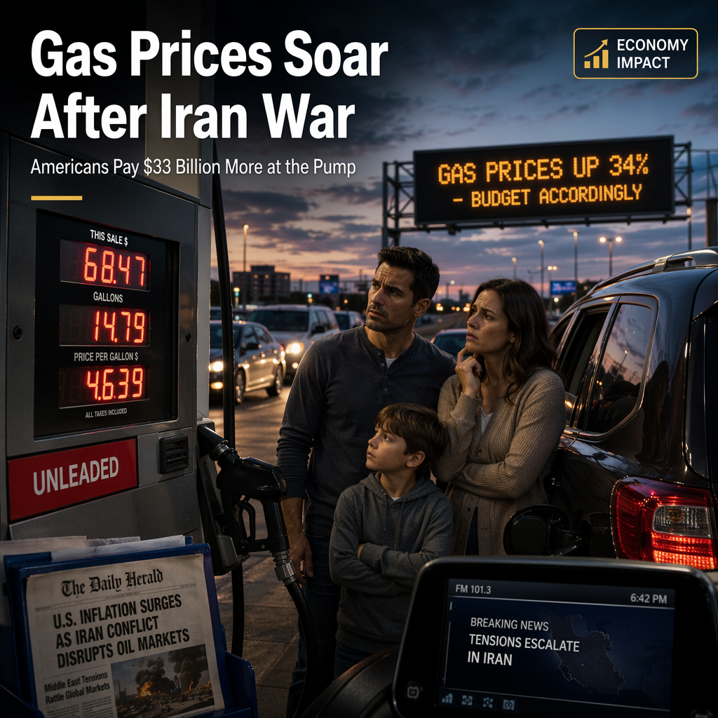 U.S. Gas Prices Surge 34% Since Start of Iran War, Costing Americans $33 Billion More at the Pump
