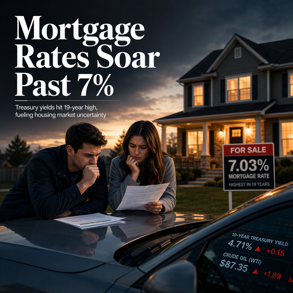 Mortgage Rates Surge Above 7% Amid 19-Year High in Treasury Yields