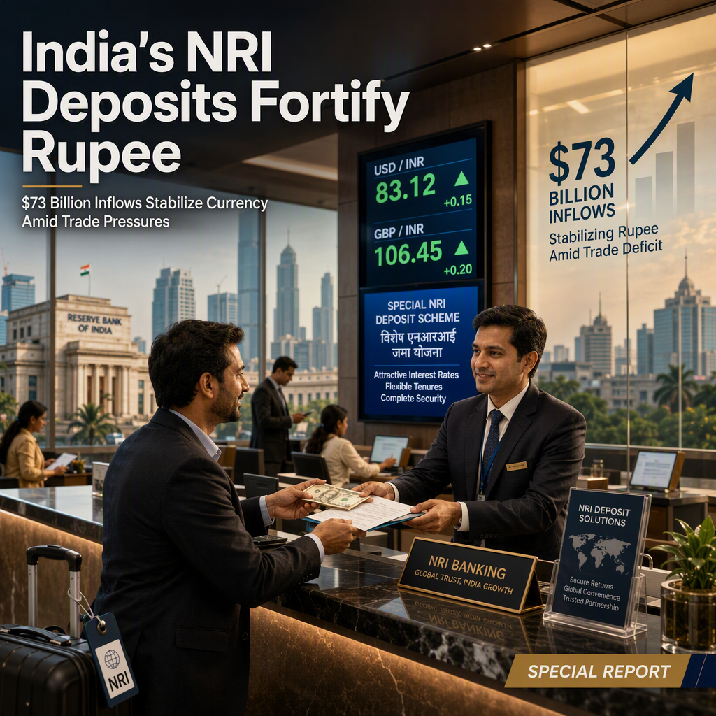 India Attracts $73 Billion in Foreign Inflows Through Special NRI Deposit Scheme, Stabilizing Rupee Amid Trade Deficit Pressures