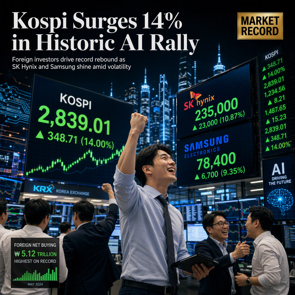 South Korea's Kospi Soars 14% in Record Rebound Amid AI-Driven Volatility