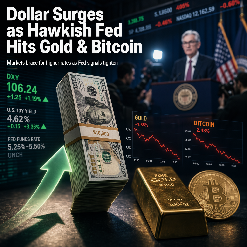 Hawkish Fed Repricing Drives Dollar Higher, Pressures Gold and Bitcoin