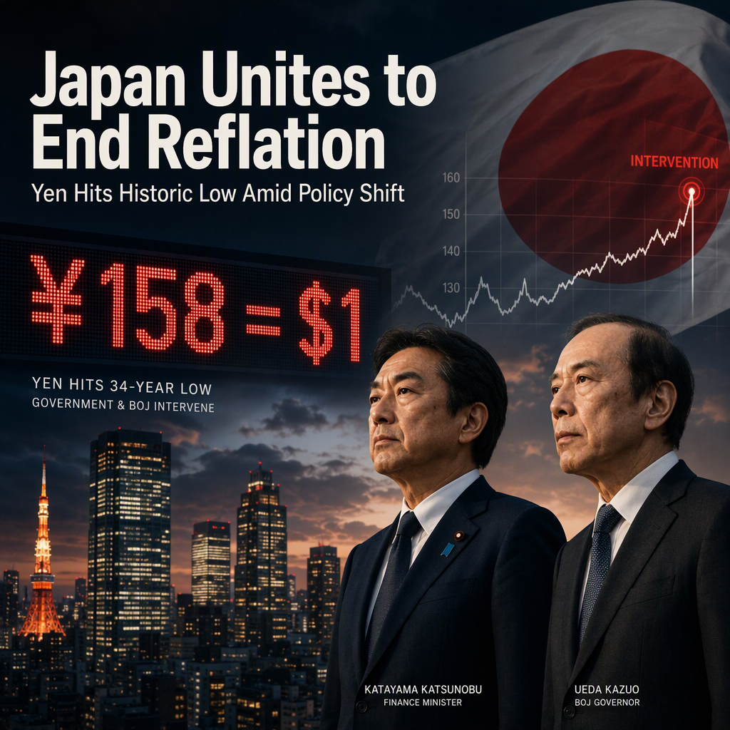 Japan Signals End to Reflation Policy as Yen Hits Historic Lows, Government and BOJ Present United Front