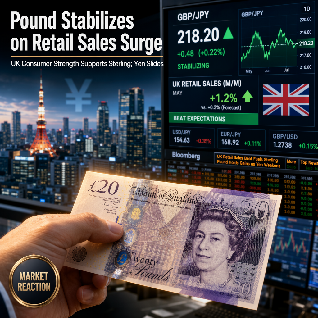 British Pound Stabilizes Against Yen After UK Retail Sales Beat Expectations
