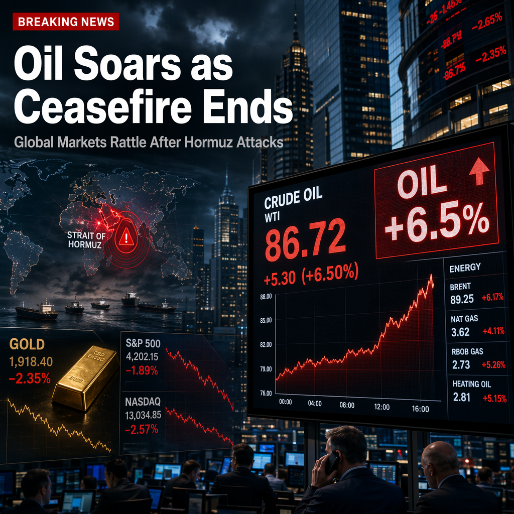 Oil Prices Surge, Stocks and Gold Drop as Trump Declares Iran Ceasefire 'Over' After Hormuz Attacks