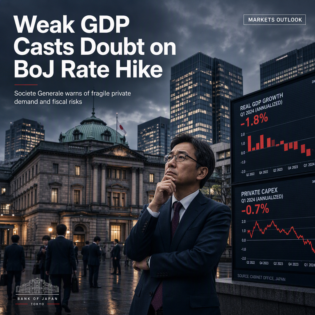 Weak Japanese GDP Data Casts Doubt on BoJ Rate Hike Trajectory, Says Societe Generale