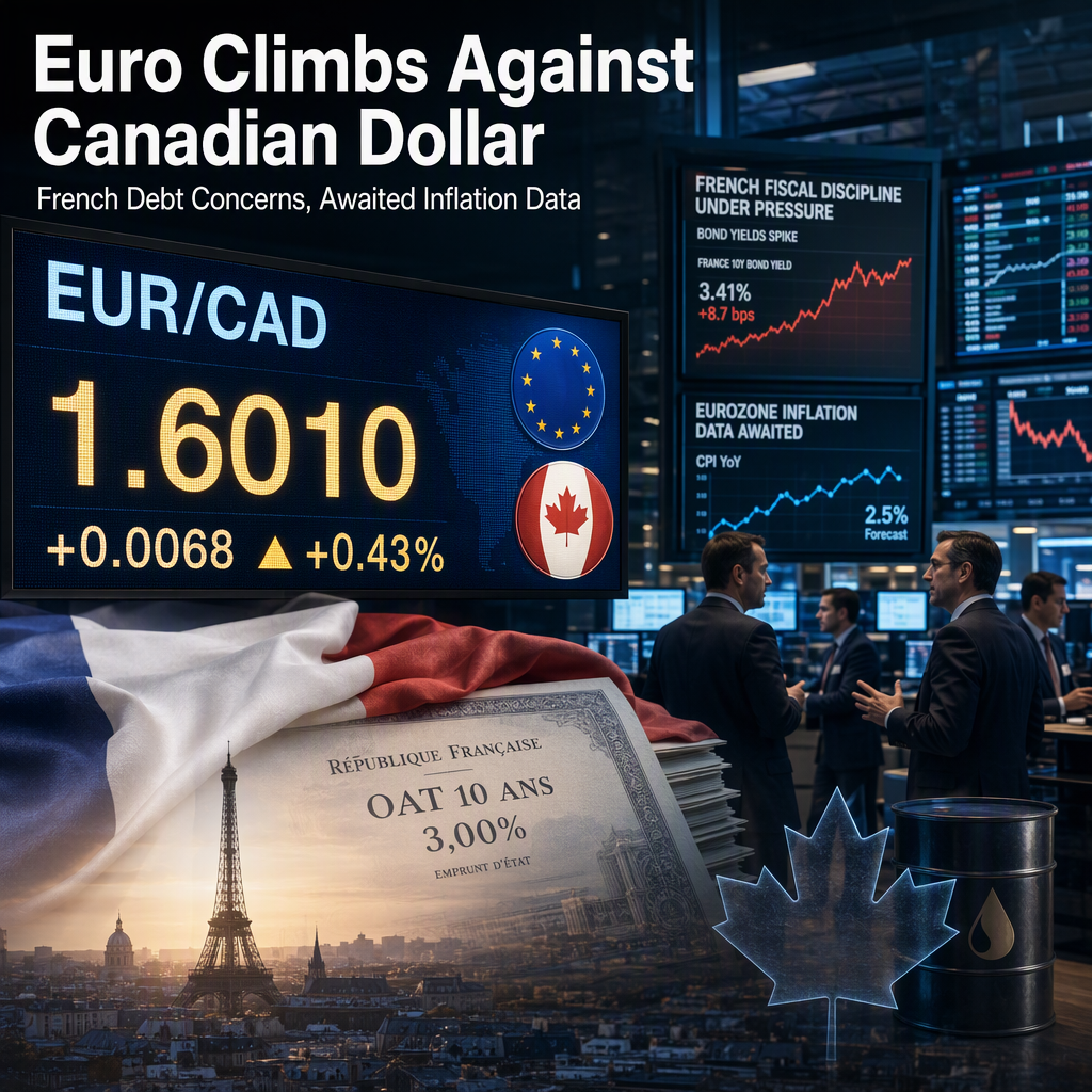 Euro Rises Against Canadian Dollar Amid French Fiscal Concerns and Awaited Eurozone Inflation Data