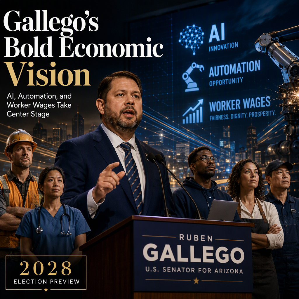 Sen. Ruben Gallego Unveils Ambitious Economic Plan Targeting AI, Automation, and Worker Wages Ahead of Potential 2028 Presidential Run