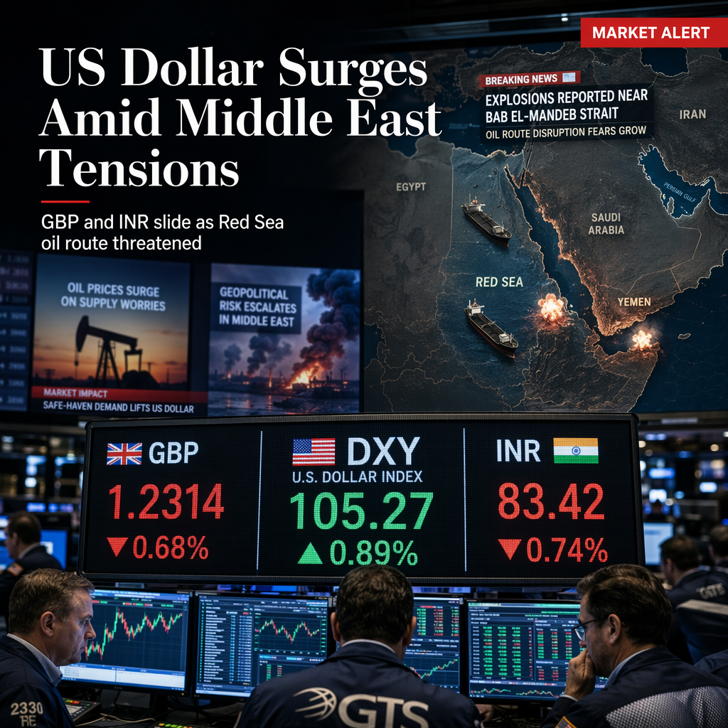 Geopolitical Tensions Boost US Dollar as Iran Threatens Red Sea Oil Route, Impacting GBP and INR