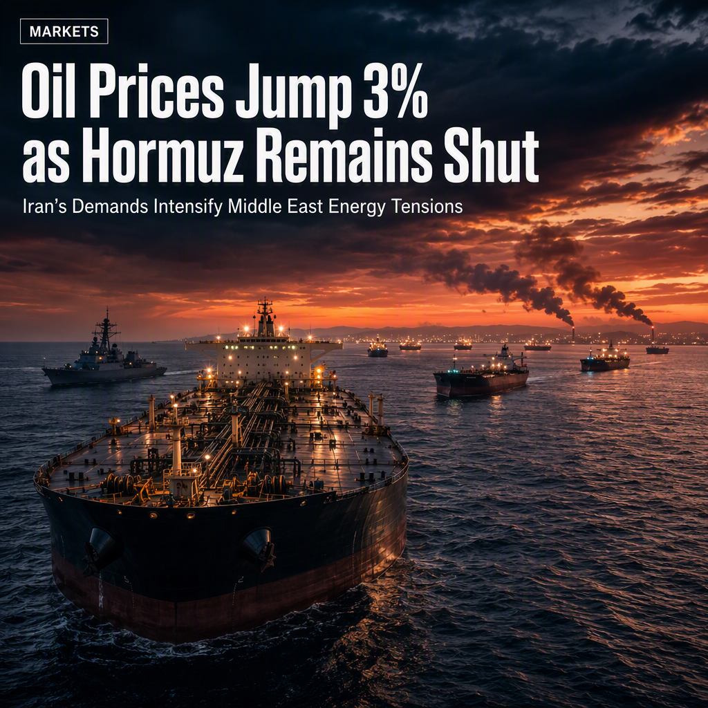 WTI Oil Surges Over 3% as Iran Sets Conditions for Strait of Hormuz Reopening Amid Middle East Tensions
