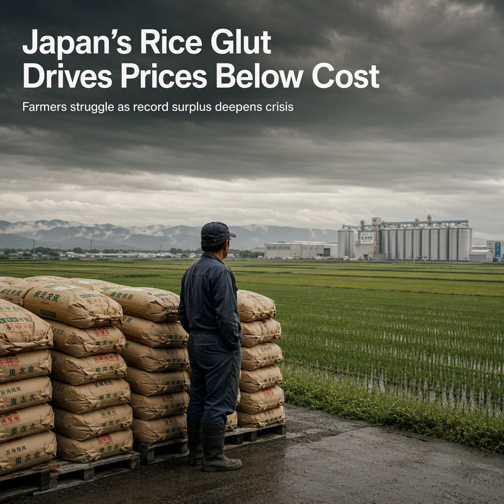 Japan Faces Record Rice Surplus as Prices Plunge 40% Below Production Costs
