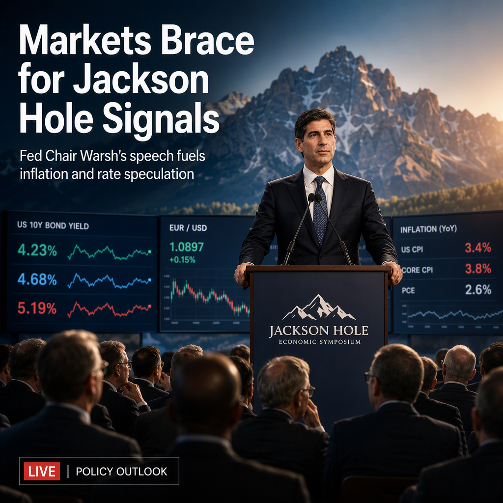 Markets Await Fed Chair Warsh’s Jackson Hole Speech Amid Inflation Concerns and Policy Uncertainty