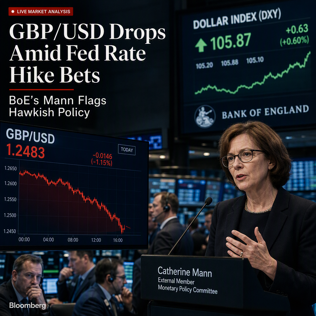 GBP/USD Slides as Fed Rate Hike Bets Rise; BoE's Mann Signals Hawkish Stance