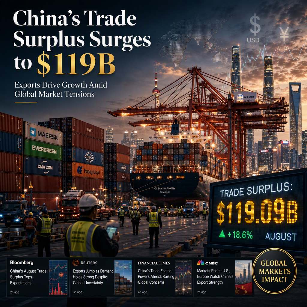 China's Trade Surplus Hits $119.09 Billion in August as Exports Surge, Impacting Global Markets