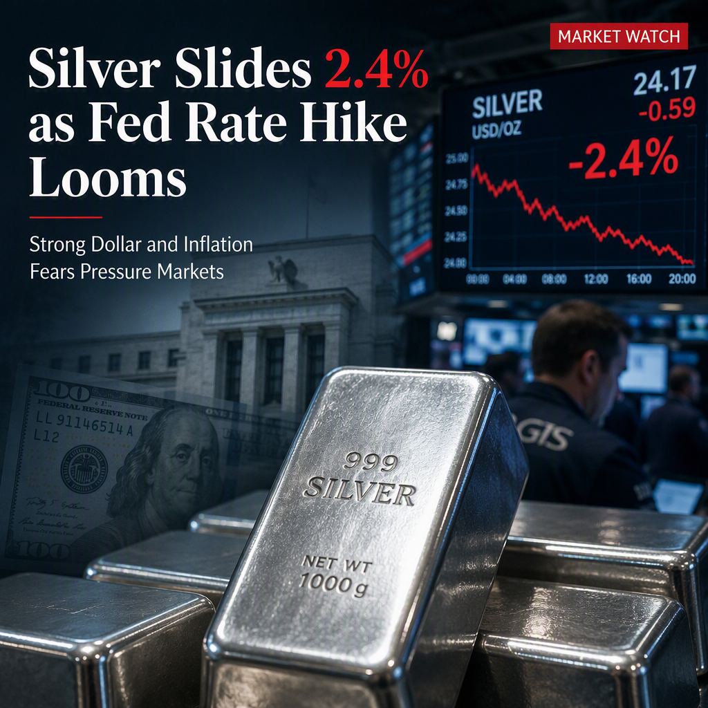 Silver Price Drops 2.4% as Fed Rate Hike Bets and Strong Dollar Weigh on Market