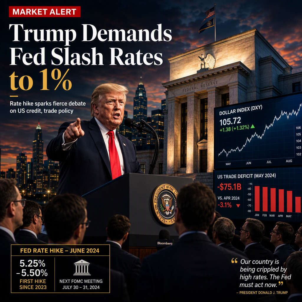 Trump Urges Fed to Slash Rates to 1% After First Hike Since 2023, Sparking Debate Over US Credit and Trade Policy