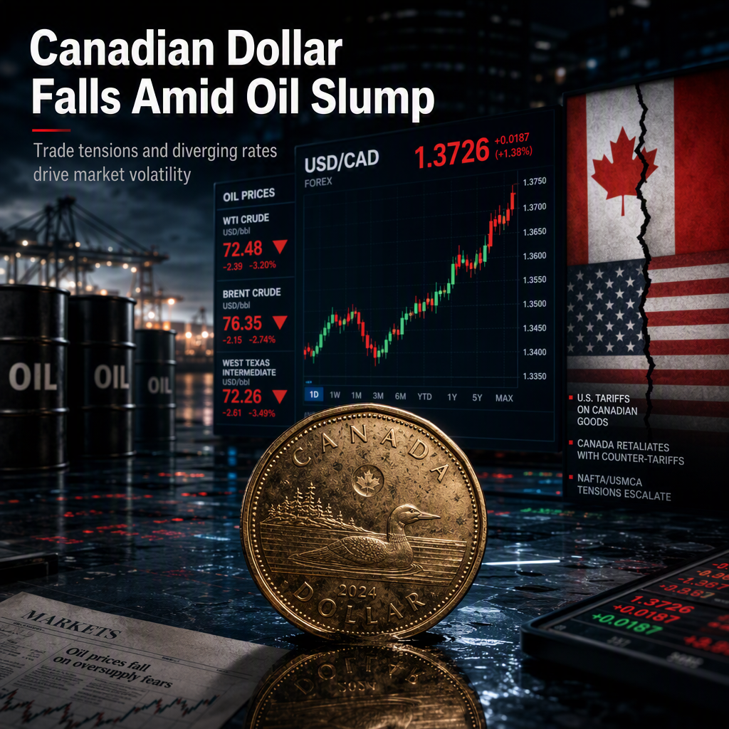 Canadian Dollar Weakens as Oil Prices Slide and US-Canada Trade Tensions Escalate