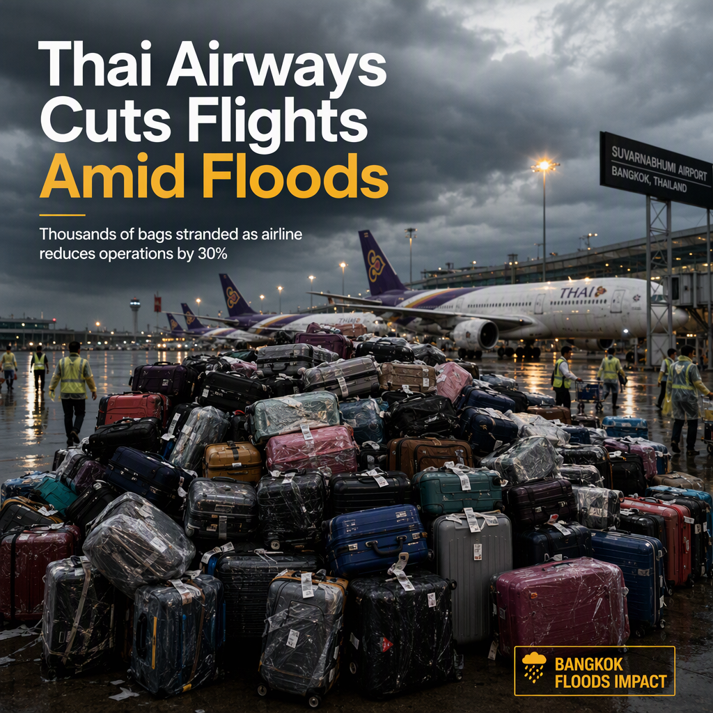 Thai Airways Cuts 30% of Flights Amid Bangkok Flooding, Faces Baggage Backlog