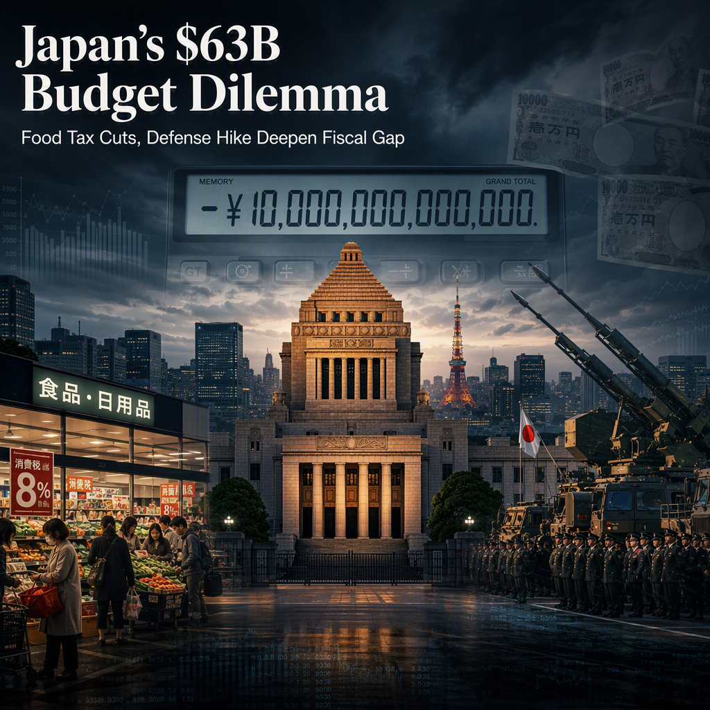 Japan Faces $63 Billion Fiscal Gap Amid Food Tax Cut and Defense Spending Surge