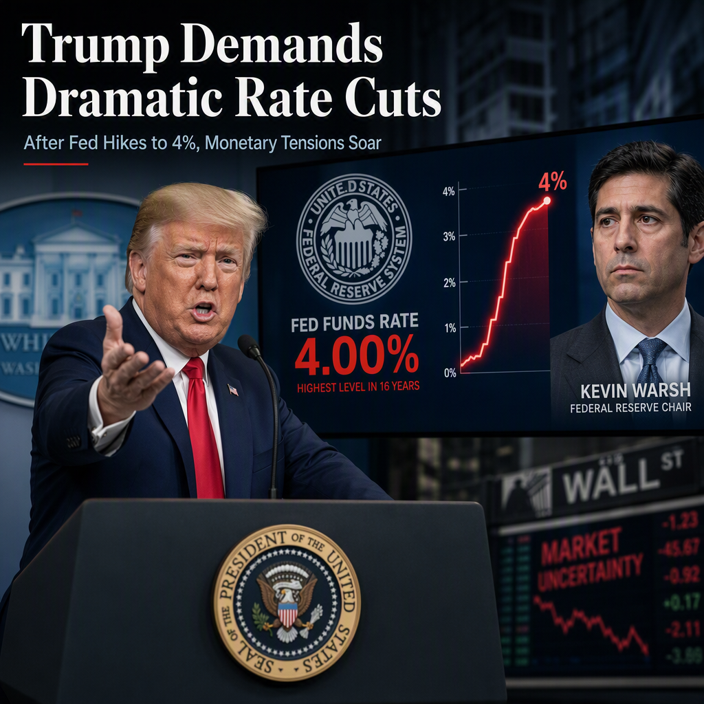 Trump Pressures Fed for Aggressive Rate Cuts After Warsh-Led Hike to 4%