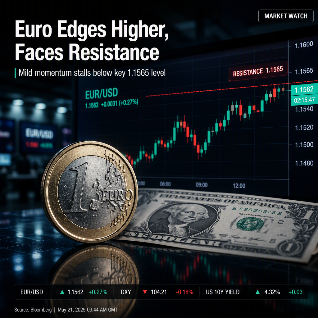 Euro Shows Mild Upward Momentum Against US Dollar, Faces Key Resistance at 1.1565
