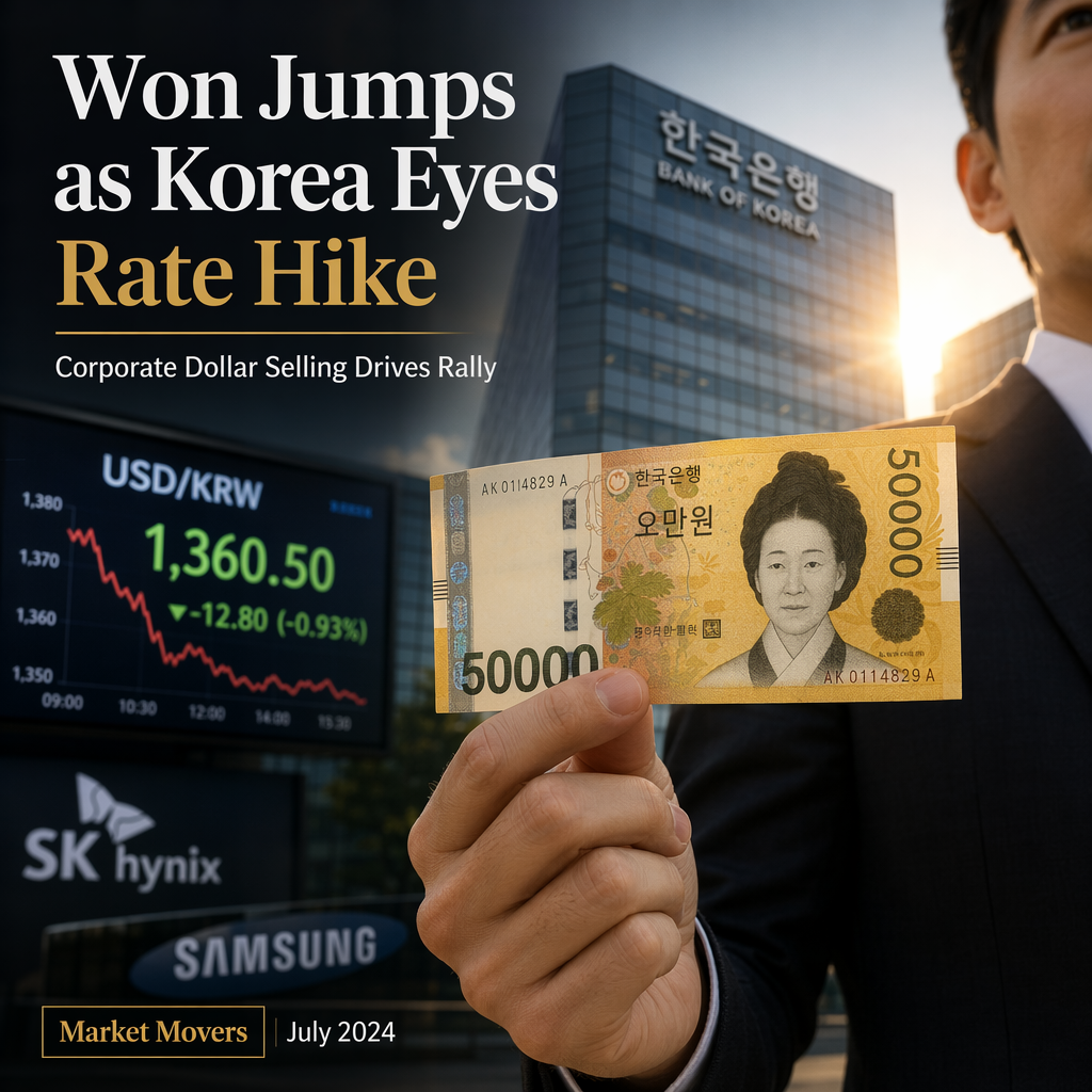 South Korean Won Surges as Bank of Korea Eyes Policy Tightening and Corporate Dollar Selling