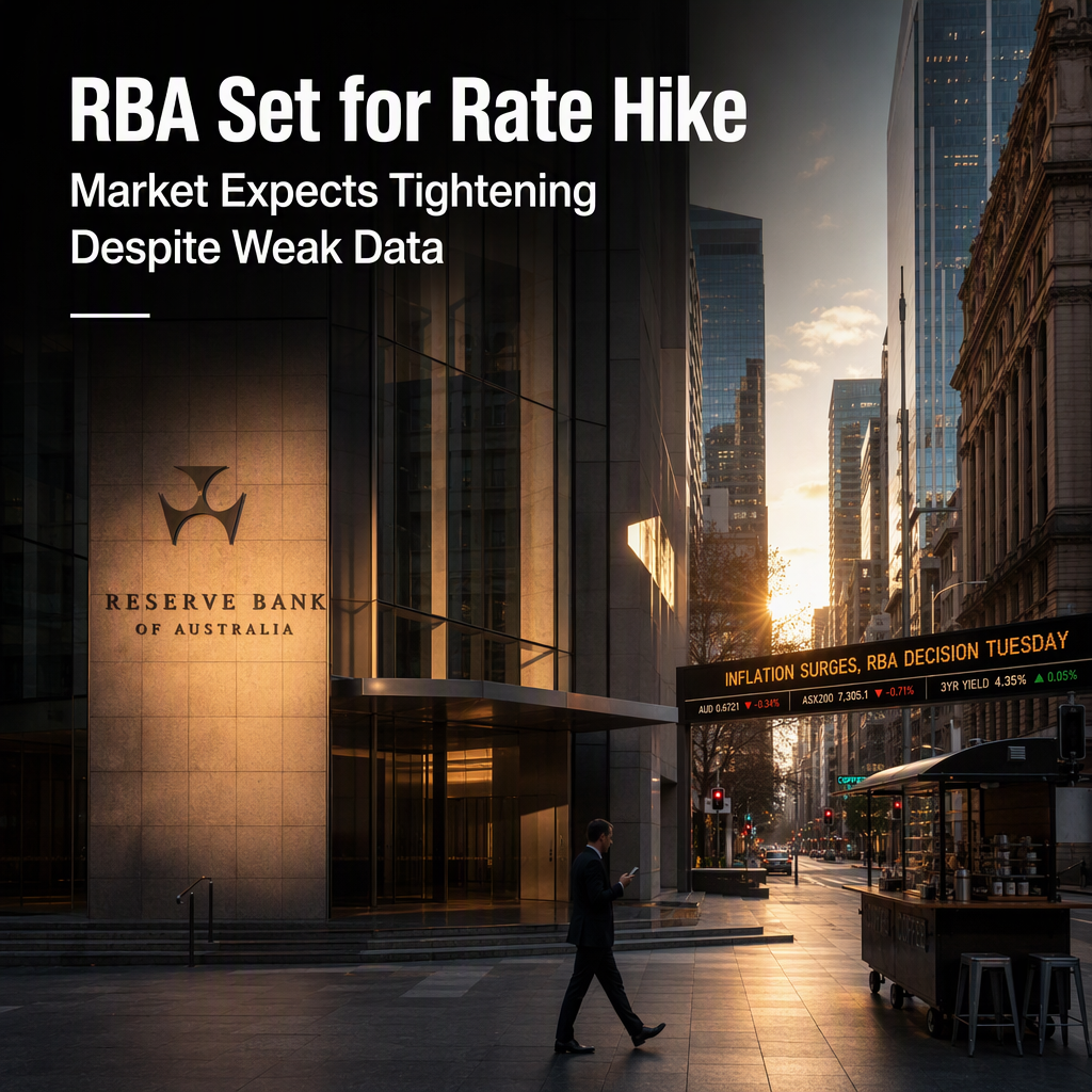 RBA Poised for Rate Hike Amid Hawkish Market Expectations Despite Weak Domestic Data
