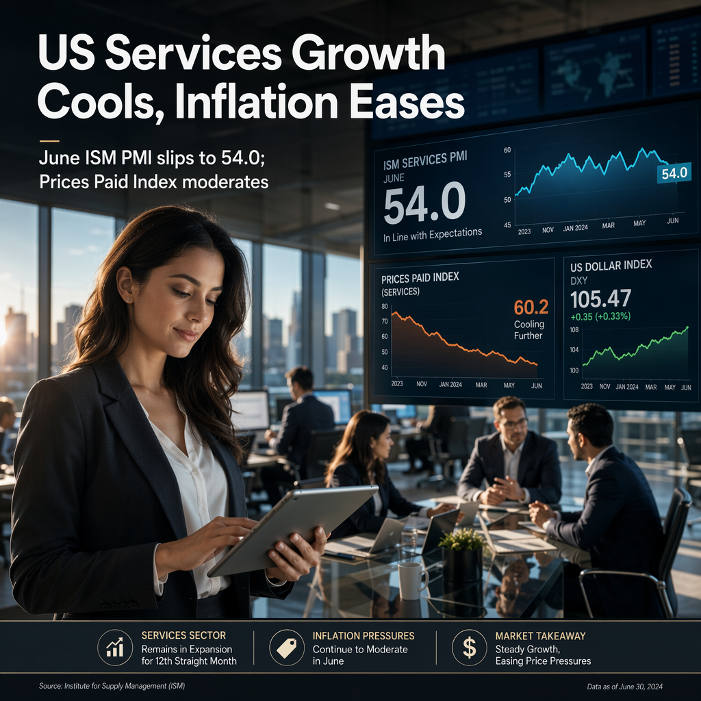 US ISM Services PMI Slips to 54.0 in June, Matching Expectations as Prices Paid Index Cools