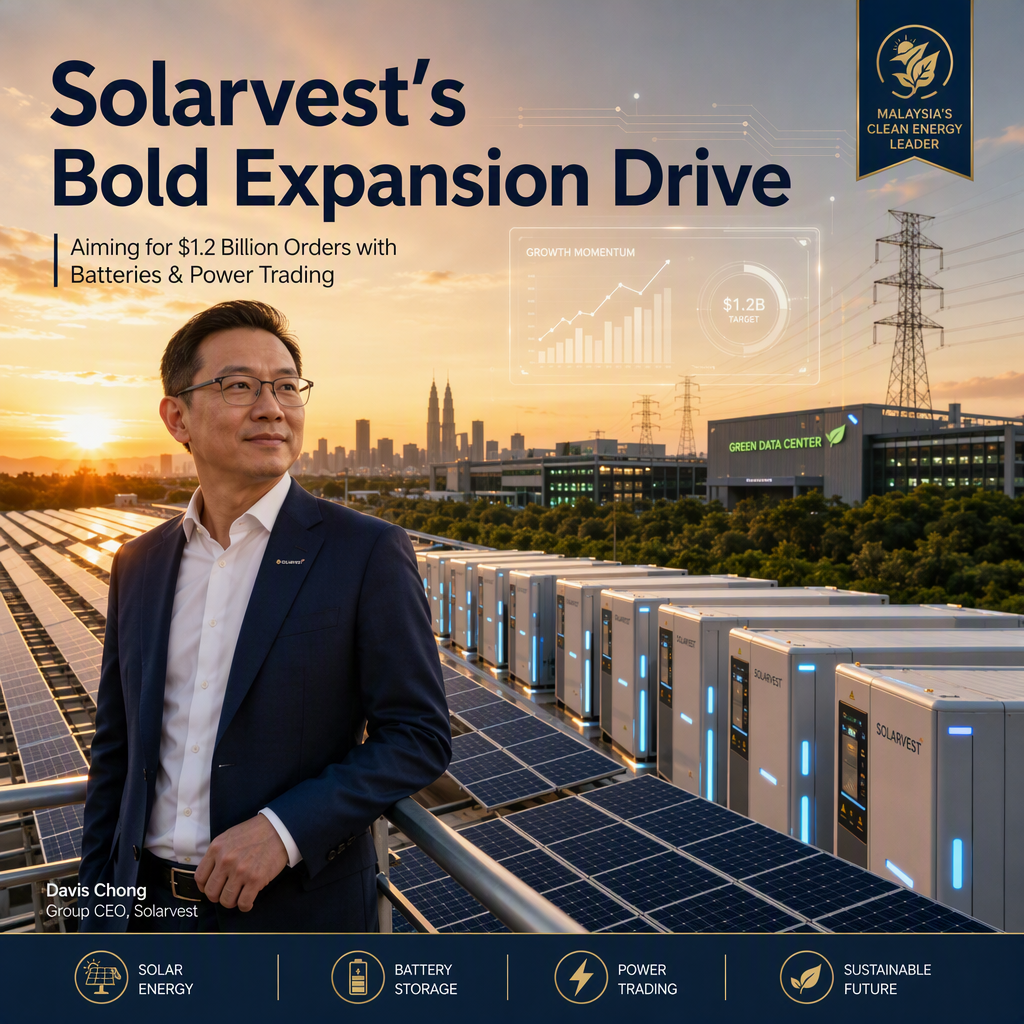 Solarvest Targets $1.2 Billion Annual Order Book Amid Expansion into Batteries and Power Trading